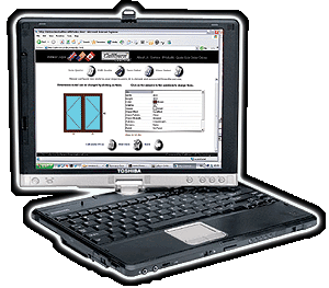 Image of Caliburn Internet - E-Price IT' website on a Toshiba tablet PC device.